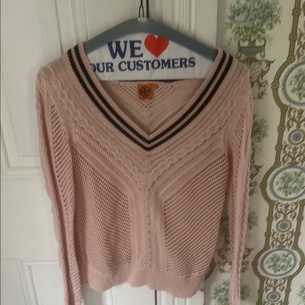 Tory Burch Pink V-Neck Sweater